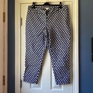 WHBM blue and white patterned dress pants